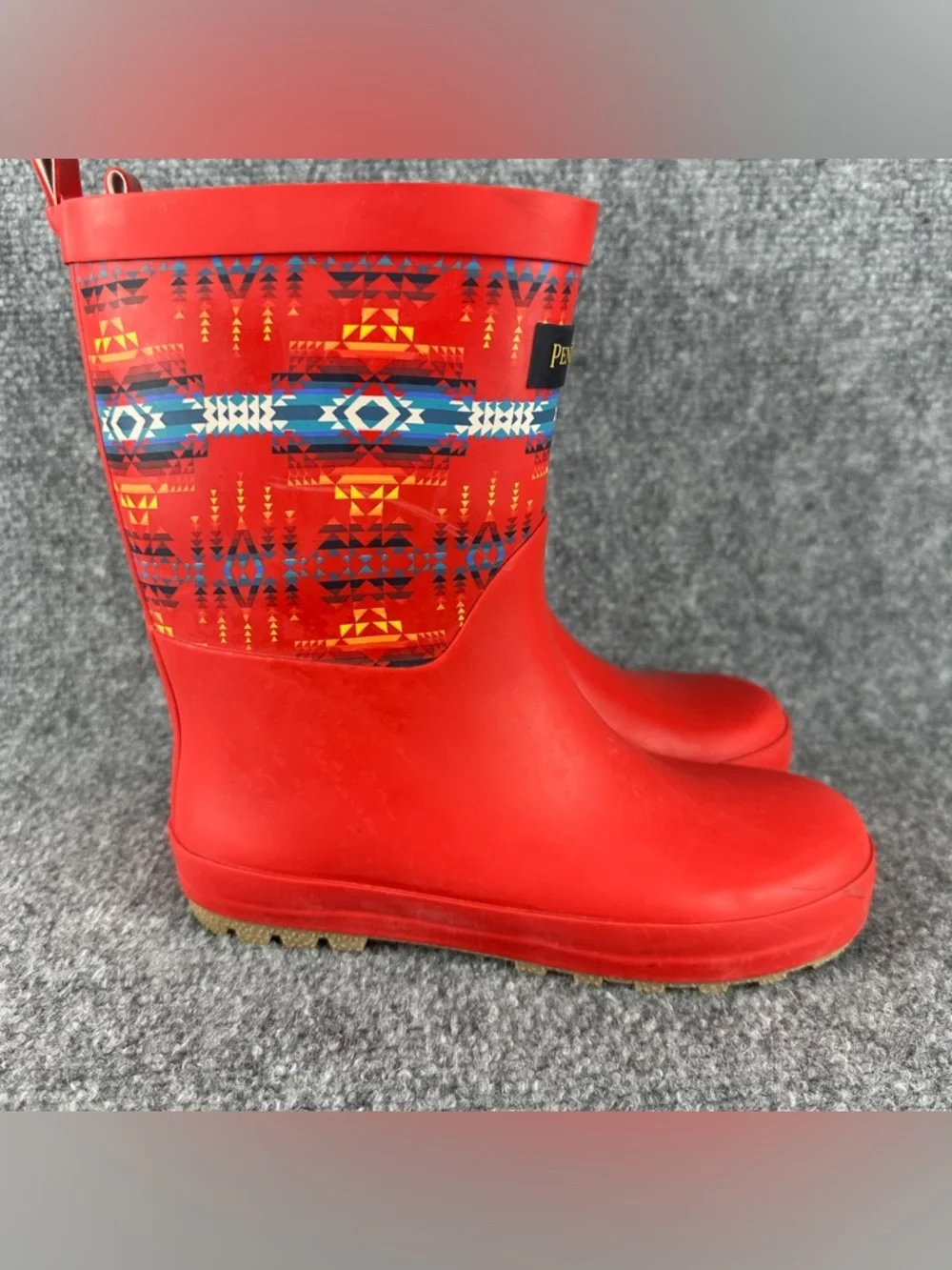 Pendleton Pilot Rock Mid Rain Boots Kids US 13/1 Red Rubber Waterproof